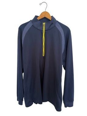 Tommy Armour Dri-Logic Men’s Navy Quarter-Zip Pullover with Yellow Zip Accent XL